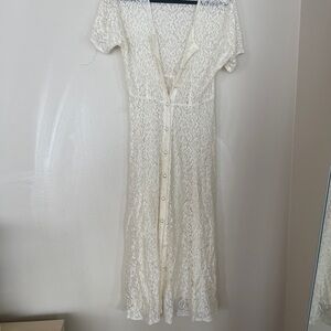 Sheer lace button up dress